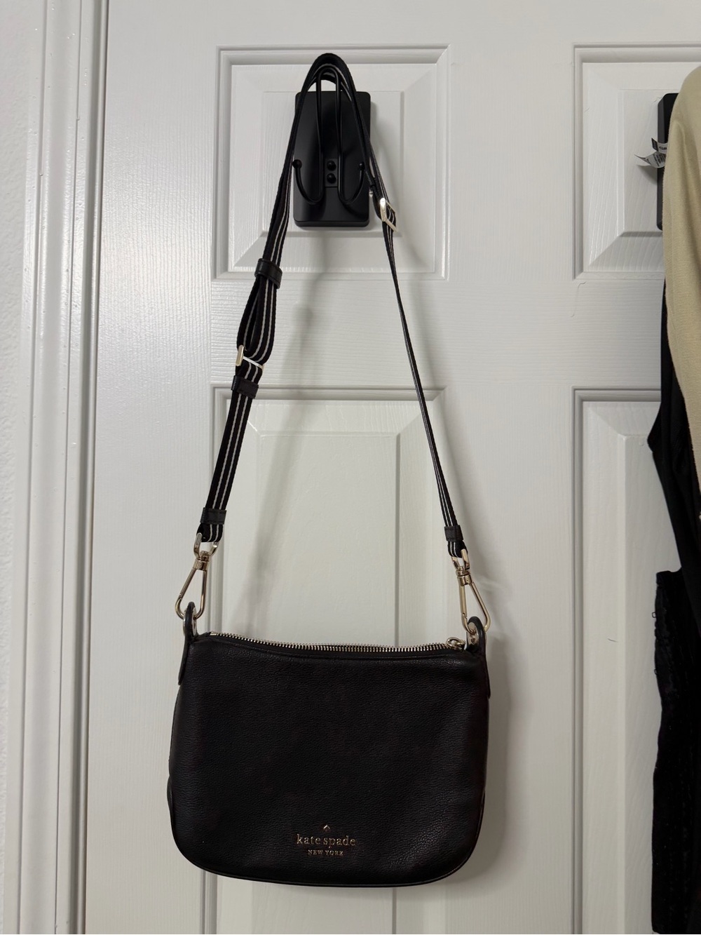 kate spade Rosie Black Pebbled Leather Crossbody with Gold Hardware